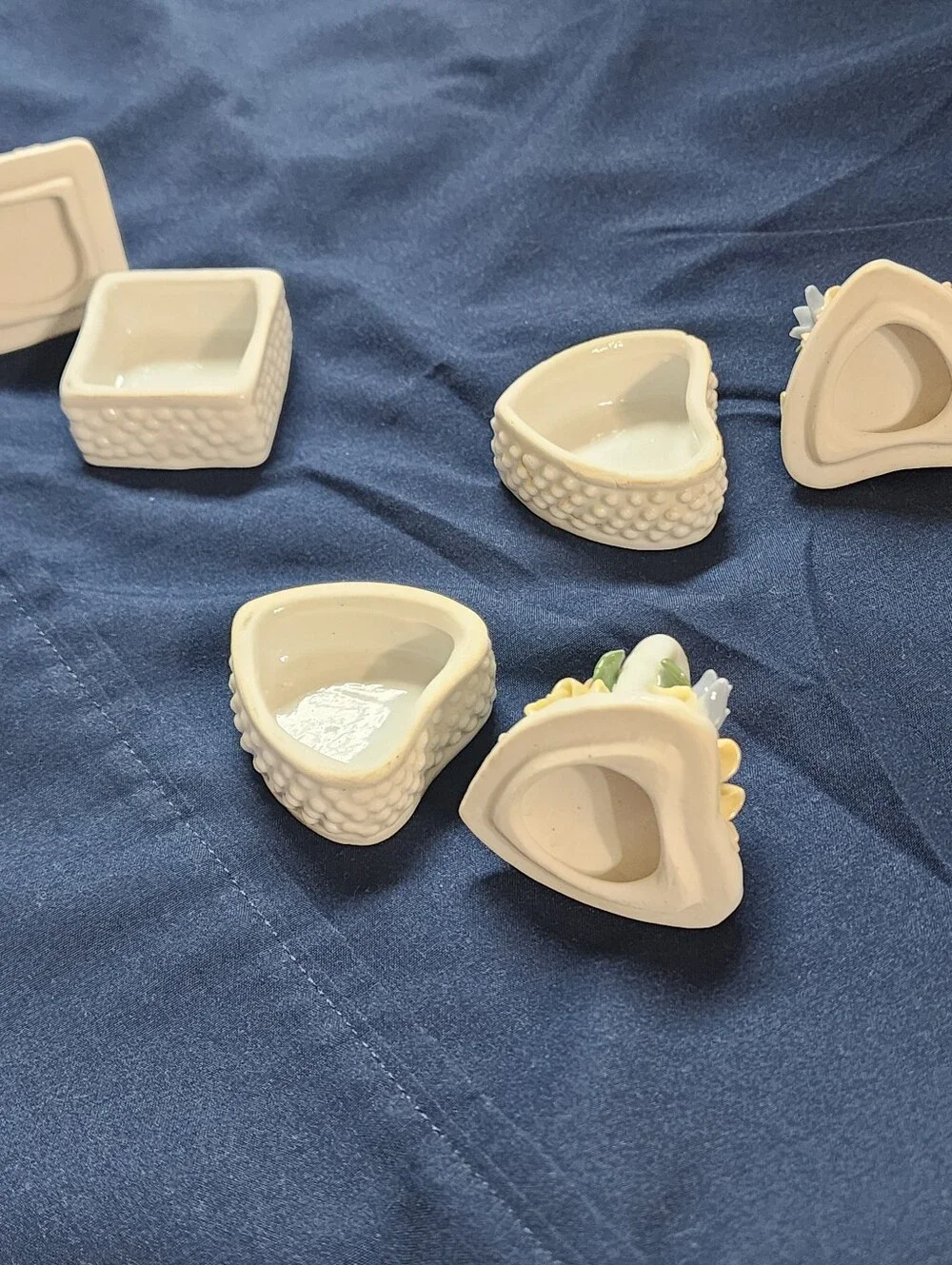 Cream Porcelain Floral Basket Party Favor Set - Decorative Table Accents